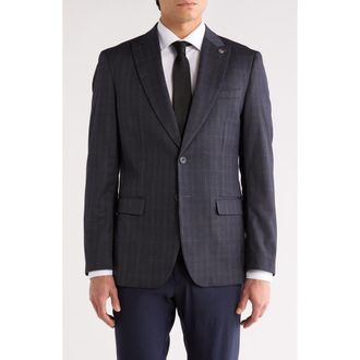 Elie Tahari Slim Fit Plaid Blazer in Black at Nordstrom Rack, Size Xx-Large