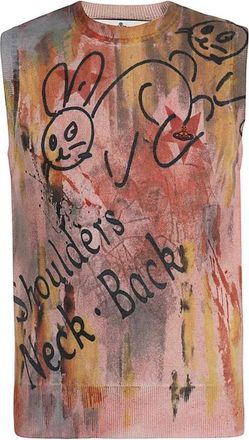 Vivienne Westwood Mouwloos Gebreid Vest - Heren - Spencers - Bruin - S - Katoen - Truien & Vesten
