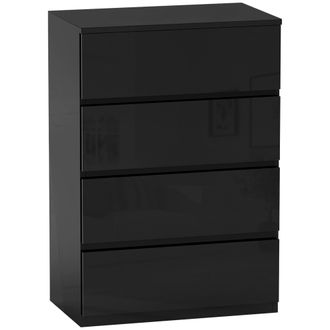 OEM C&oacute;moda Con 4 Cajones Cajonera De Estilo Moderno Para Dormitorio Entrada Sal&oacute;n 55x34x80 Cm Negro