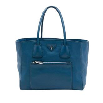 Prada Pre-owned Vintage Satchel - Dames - Pre-owned - Blauw - Maat: ONE Size Leer
