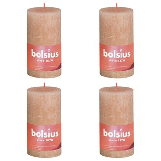 Bolsius Velas R&uacute;sticas Shine 4 Unidades Rosa Brumoso 130x68 Mm Bolsius
