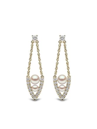 Yoko London 18kt geelgouden Sleek oorbellen met diamant en parel