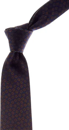 Canali Navy Floral/Circles Reversible Silk Tie