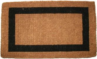 Imports Decor Single Border Coir Door Mat, Handwoven Printed Outdoor Entry Mat with Anti-Slip Backing