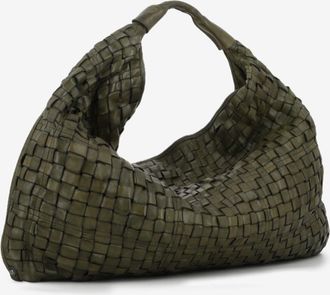 Campomaggi Borsa a spalla Atena con intreccio verde