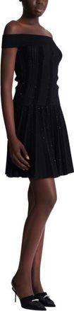 Balmain Off-the-shoulder glitter knit top in Black at Nordstrom, Size 38 Eu