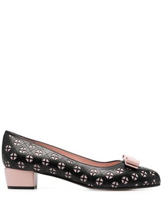 Ferragamo Vara 35mm cut-out pumps - women - Calf Leather/Calf Leather/Calf Leather - 6.5B - Black