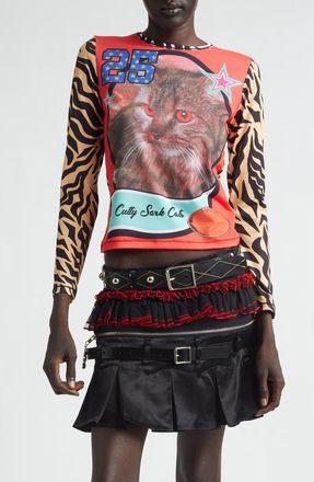 Chopova Lowena Cutty Sark Cats Fitted Jersey Graphic T-Shirt in Red Multi at Nordstrom, Size Xx-Small