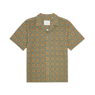 Les Deux Short Sleeve Shirts, male, Green, Size: 2XL Ss Lukas Arabesque Aop Shirt