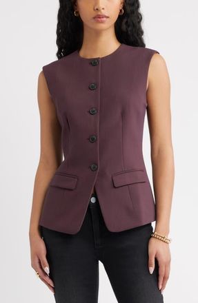 Open Edit Icon Twill Crewneck Vest in Burgundy Fudge at Nordstrom, Size Xx-Small