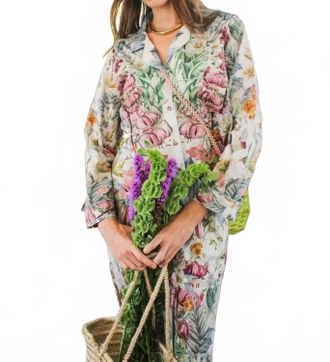 Carolina K Womens Flowers Pajama Set In Blue