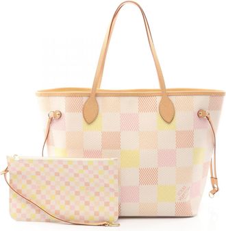 Louis Vuitton Multi-Color Peach Pink Coated Canvas Leather Tote Bag (Pre-Owned)