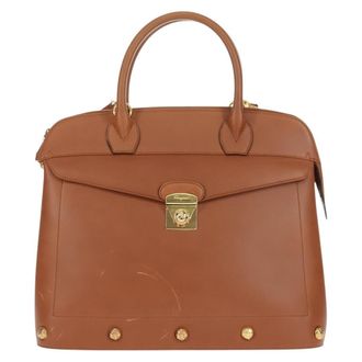Ferragamo Vintage Handbag Leather Brown Leather Handbag (Pre-Owned)