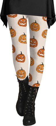 Generic Leggings for Women UK Pumpkin Ghost Skull Scary Print Pants Fashion High Waisted Tummy Control Running Trousers Casual Comfortable Yoga Leggings Worko