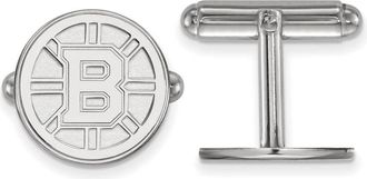 Diamond2Deal Sterling Silver Rhodium-plated Boston Bruins Cuff Links