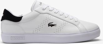 Lacoste Mens Powercourt 2.0 Trainers in White Black - Black & Silver Leather - Size UK 7.5