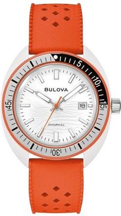 Bulova Snorkel Clownfish Quartz White Dial Mens Watch 98B448