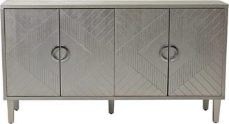 Urban Meuble Aparador plateado con cuatro puertas y motivos geom&eacute;tricos