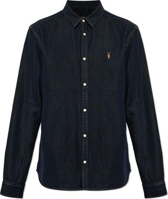 AllSaints Overhemden, Heren, Blauw, XS, Denim, Gleason Denim Shirt