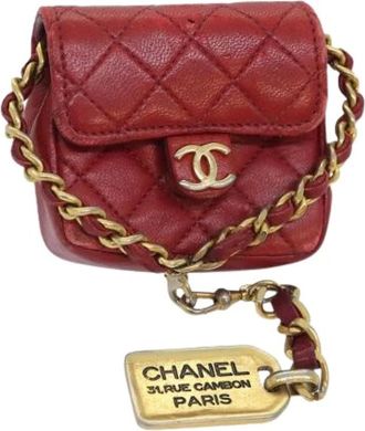 Chanel Pre-owned Mini Bags, female, Red, Size: ONE SIZE Pre-owned Leather pouches