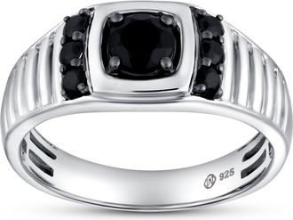 LuvMyJewelry Shin 0.75CT Cushion Halo Black Spinel Ring 925 Silver