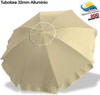 Trade Shop Trade Shop - Ombrellone Da Spiaggia Alluminio 2 Metri Con Snodo Tessuto Polyestere Palo 32 Mm