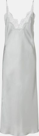 R&oacute;he Lace-trimmed silk slip dress