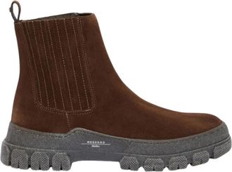 Max Mara Chelsea enkellaars met klassieke elastische inzetstukken - Dames - Chelseaboots - Bruin - 40 EU - Leer - Schoenen