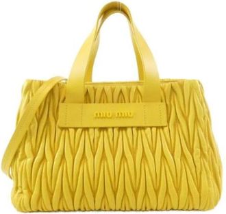 Miu Miu Pre-owned Matelasse Bag - Dames - Vintage Handtas - Geel - ONE Size - Leer - Vintage