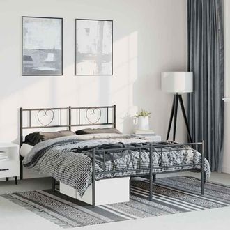vidaXL Estructura Cama Sin Colch&oacute;n Con Estribo Metal Negro 150x200 Cm Vidaxl