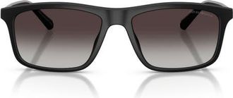 Emporio Armani 57mm Gradient Pillow Sunglasses in Matte Black /Grey Gradient at Nordstrom