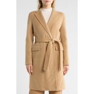 Theory Chevron Belted Wool Coat in Palomino at Nordstrom Rack, Size Small