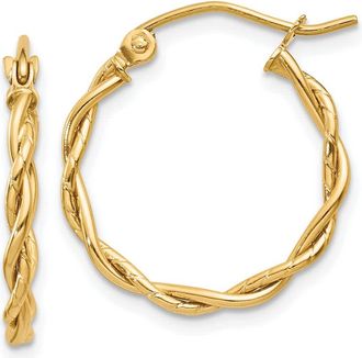 Diamond2Deal 10k Yellow Gold Polished 2.25mm Twisted Fancy Hoop Earrings