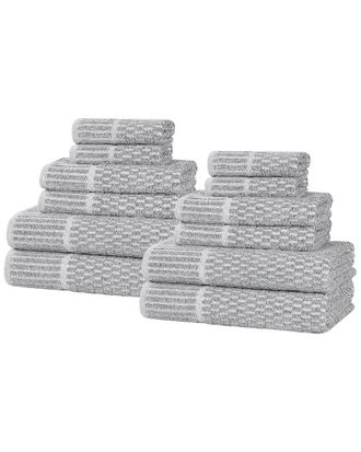 Superior Juno Medium Weight Checkered Border 12pc Towel Set