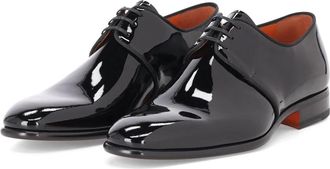 Santoni Square-toe Patent Loafer - Heren - Nette schoenen - Zwart - 43 EU - Leer - Schoenen