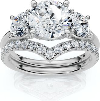 Pompeii3 Certified 2 1/2Ct Athena Engagement & Wedding Ring Set 14k Gold or Pt Lab Grown