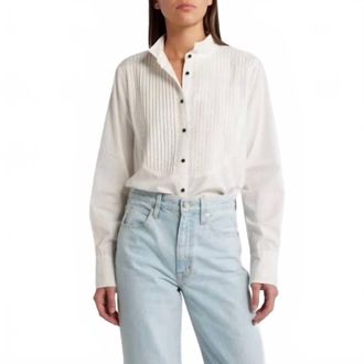The Great. Pleated Tux Top In White