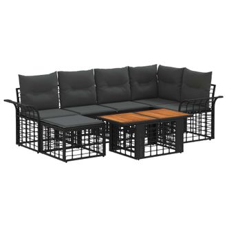 vidaXL Conjunto De Sof&aacute;s De Jard&iacute;n 7 Uds. Negro Y Gris Oscuro Vidaxl