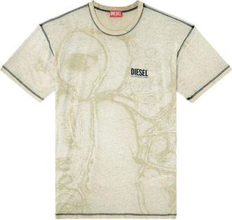 Diesel T-Norm-V15 T-shirt met ronde hals - Heren - T-shirts - Beige - XS - Katoen - Tops