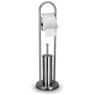 Trade Shop Trade Shop - Portarotolo Con Scopino Y Porta Scopino En Acciaio Accesorios Bath Wc 76 Cm