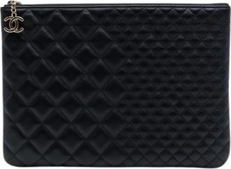 Chanel Pre-owned Quilted Lambskin Clutch - Dames - Vintage Clutch - Zwart - ONE Size - Leer - Vintage