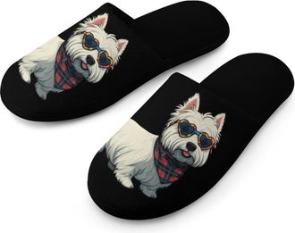 Generic Westie Dog Mens Slippers Warm Non-Slip Houes Shose Spa Slipper for Home Bedroom