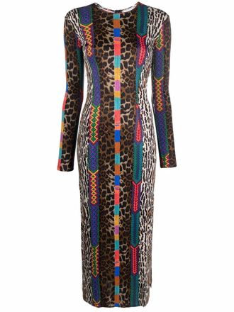 Pierre-Louis Mascia Abito midi con stampa - Nero