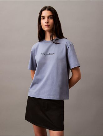 Calvin Klein Jeans Calvin Klein Womens Standard Logo Boxy Fit Crewneck T-Shirt - Blue - XS
