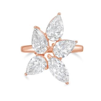 Diana M. Jewels 18kt Rose Gold 8.00cts Lab Grown Pear and Marquise cut Diamond Cluster Ring