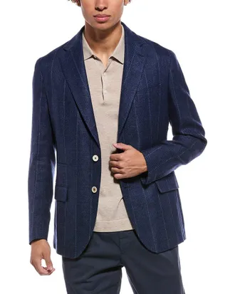 Eleventy Single Breasted Linen & Wool-Blend Jacket