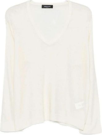 Fabiana Filippi Beige V-hals Sweater - Dames - V-hals truien - Beige - XS - Wol - Truien & Vesten