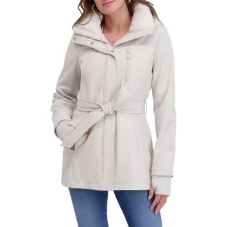 Kensie Softshell Belted Jacket in Ivory at Nordstrom Rack, Size Medium