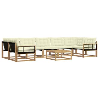vidaXL Conjunto De Sof&aacute;s De Exterior 8 Pcs Blanco Y Crema Vidaxl