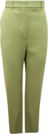 Max Mara Wollen Broek - Dames - Slim Fit Broeken - Groen - M - Wol - Broeken